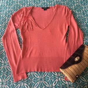 Coral pink long sleeved light sweater